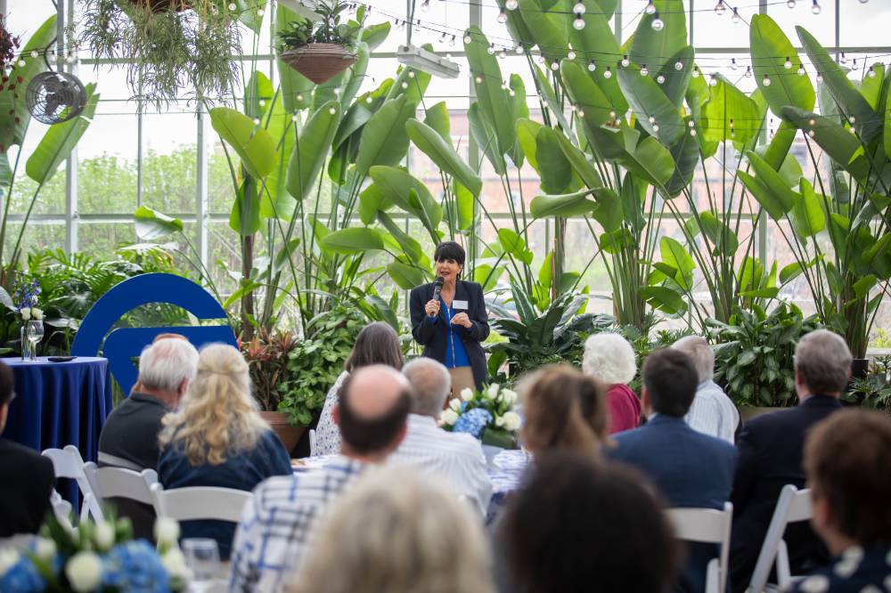 President Philomena Mantella speaking to group